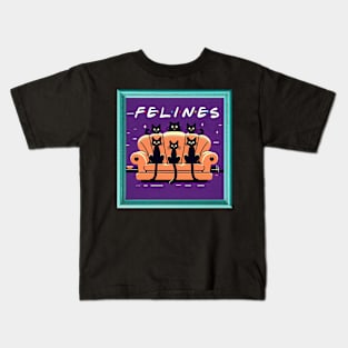 Feline Friends Chilling on a Couch Kids T-Shirt